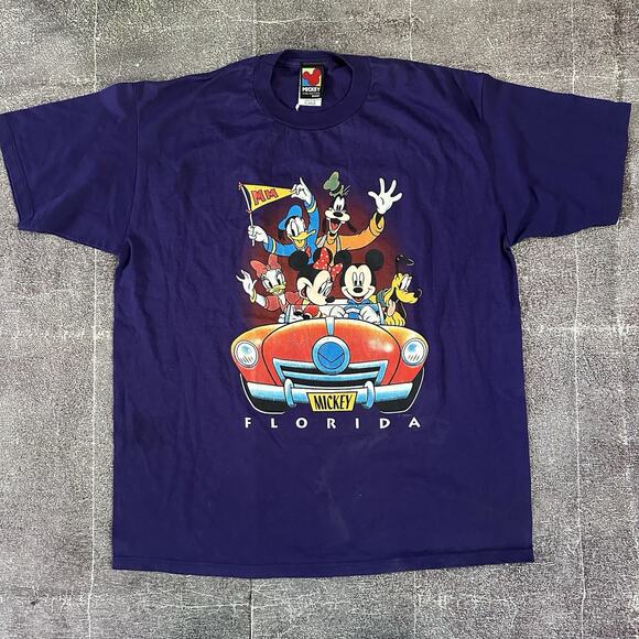 Men's Vintage 90s Disney Unlimited Purple Mickey Mouse Florida T Shirt Tee Sz XL - Picture 1 of 4